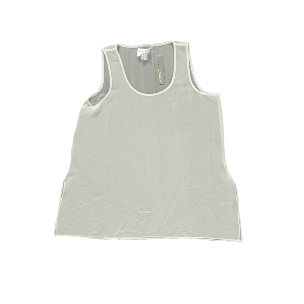 Chico's Marla Wynne Chiffon Tank Top Sheer White Size Small